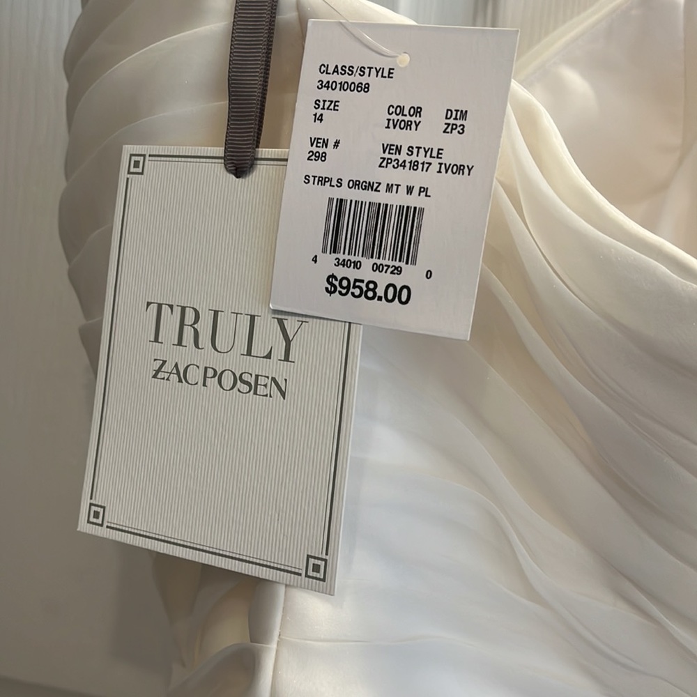 Truly Zac Posen organza wedding gown nwt - Picture 9 of 13